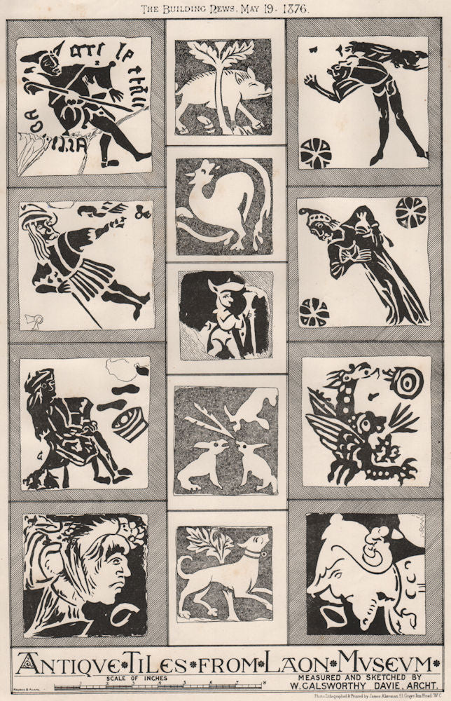 Antique tiles from Laon Museum, by W. Galsworthy Davie, Architect. Aisne 1876
